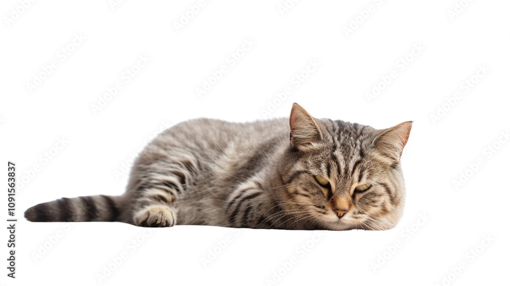 Obraz premium Cat lying on white background