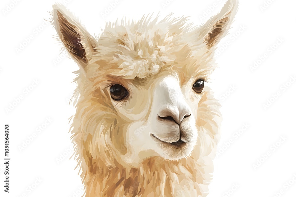 Fototapeta premium Fluffy alpaca with a curious look