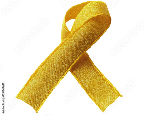 a yellow ribbon on a white background photo