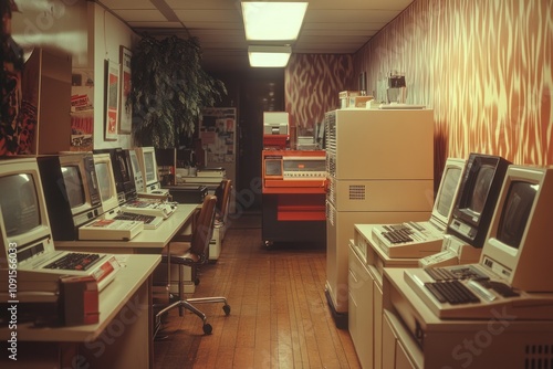 Vintage Computer Room Retro Technology Office Space photo