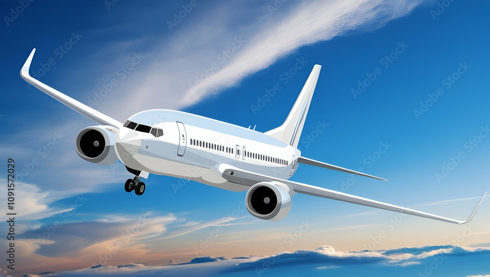 Obraz premium World Civil Aviation Day, An Airplane Flying, Generative Ai