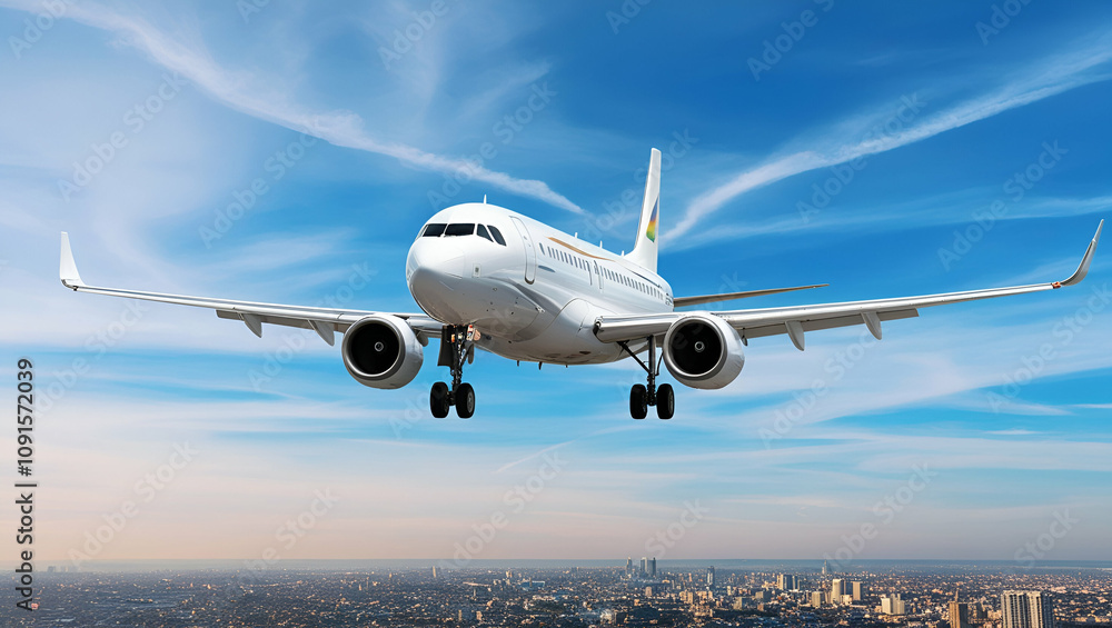 Fototapeta premium World Civil Aviation Day, An Airplane Flying, Generative Ai