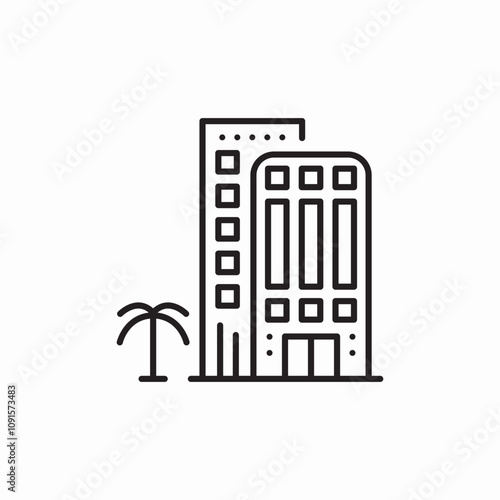 summer hotel building icon sign vector