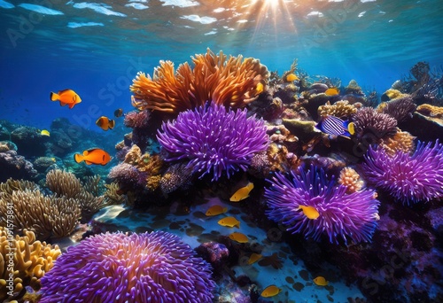 Wallpaper Mural explore underwater wonders detailed close ups vibrant coral reefs featuring diverse marine life colorful flora, ocean, fish, aquatic, habitat, diversity Torontodigital.ca