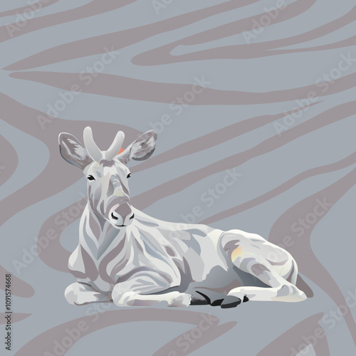 Moose Lying Down with Abstract Design