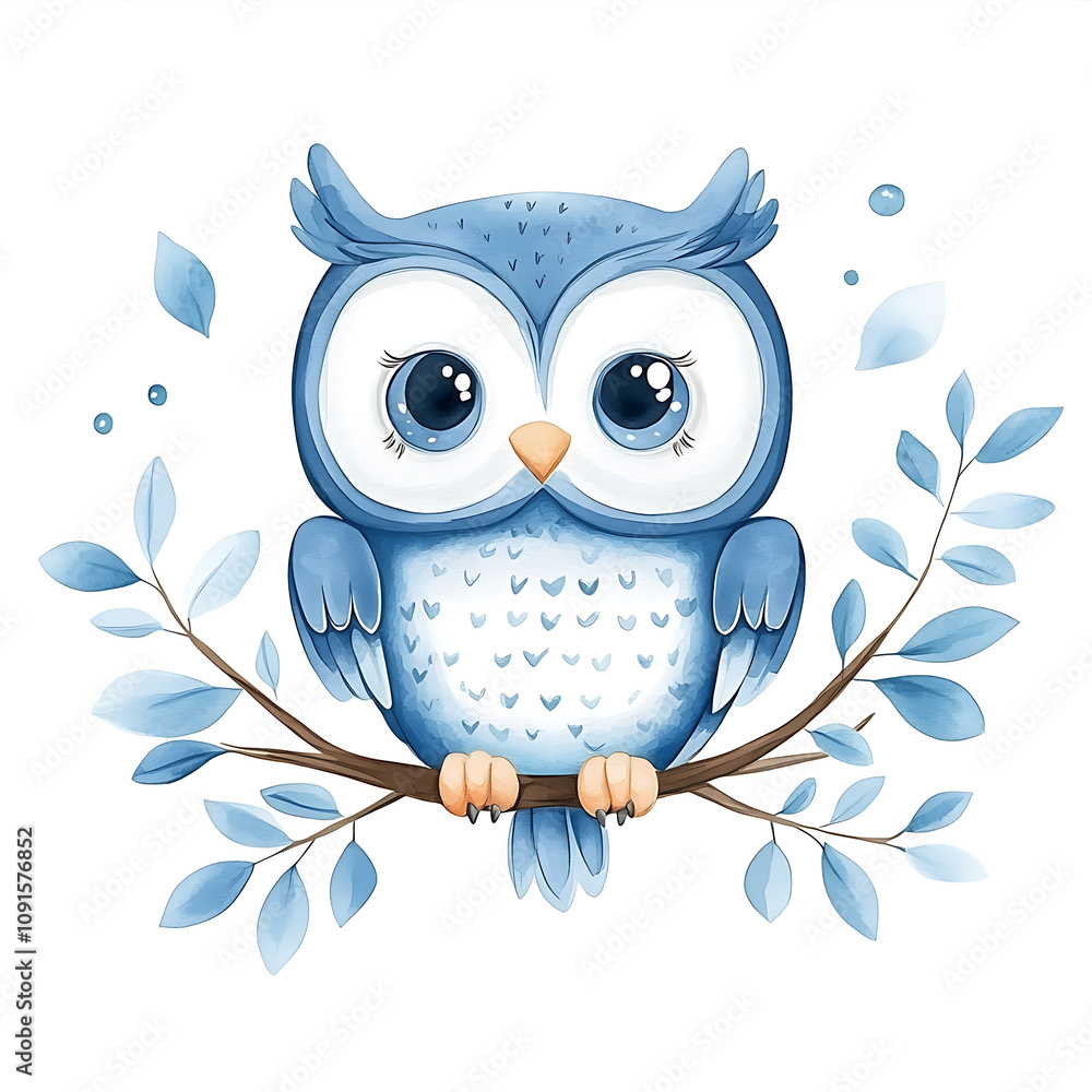 Fototapeta premium blue owl on a branch