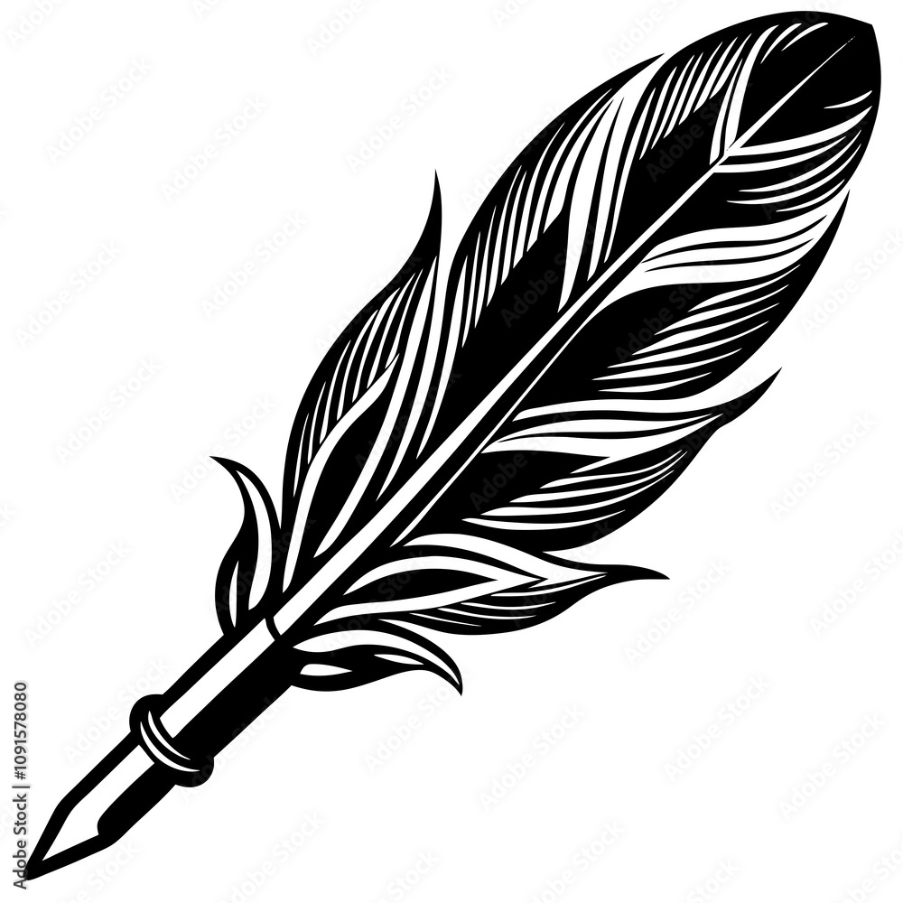 Obraz premium feathers pen vector silhouette 