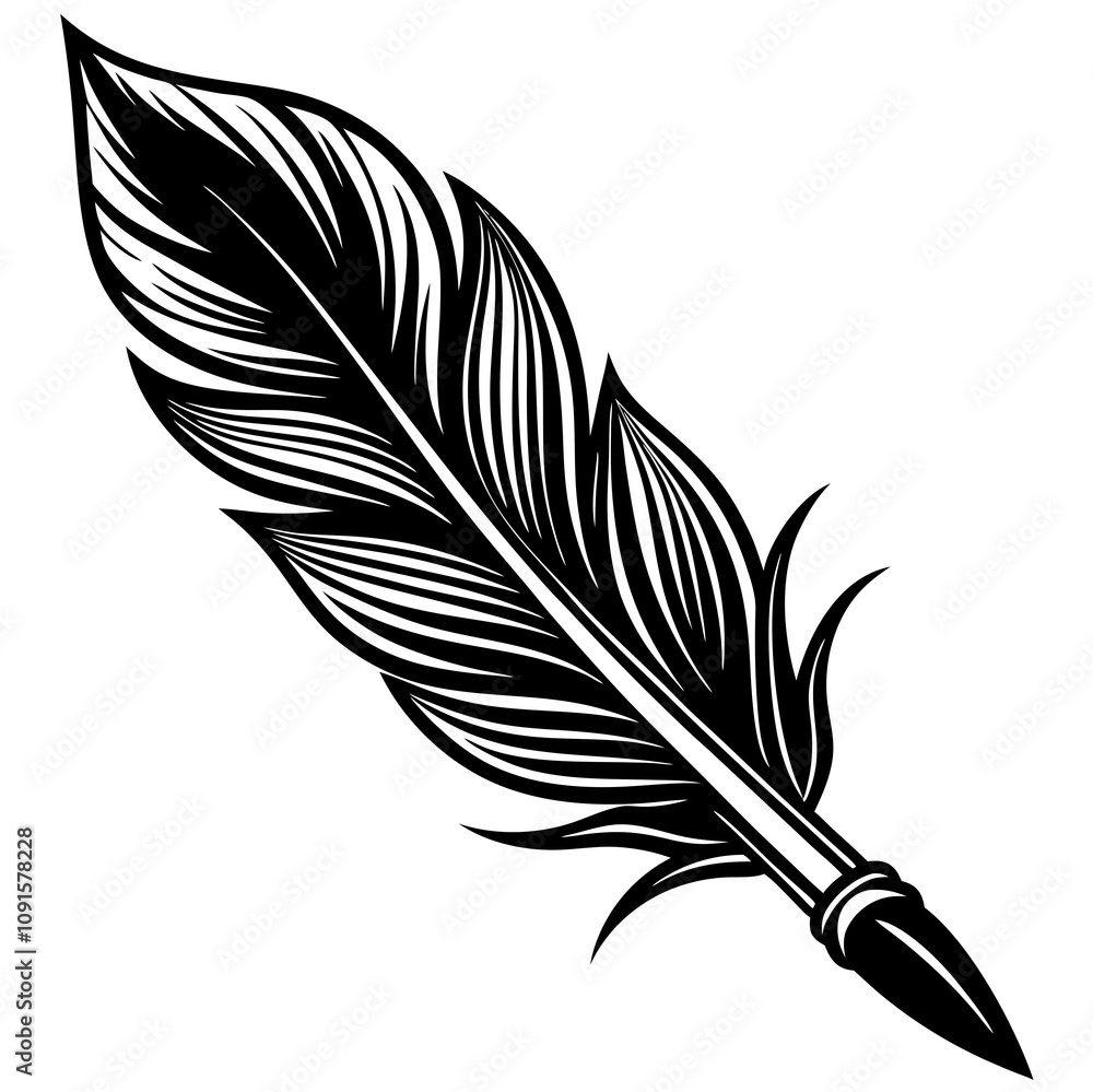 Obraz premium feathers pen vector silhouette 