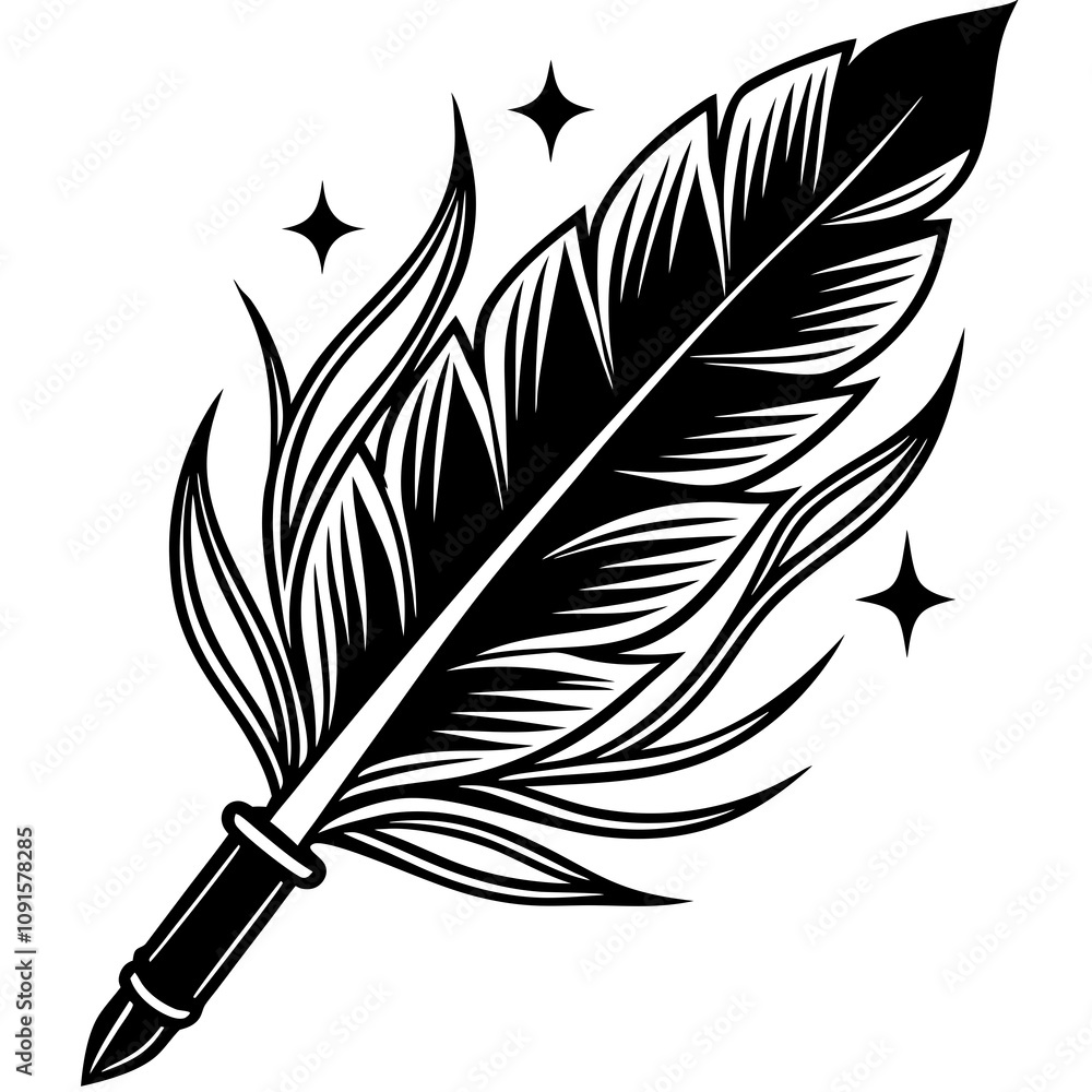 Obraz premium feathers pen vector silhouette 