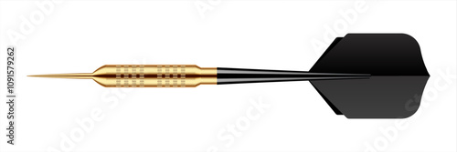 Dart arrow with metal tip and shadow. Dart throwing sport game, dartboard equipment. Vector illustration