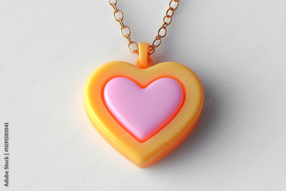 Fototapeta premium Gradient heart pendant on chain with soft shadows