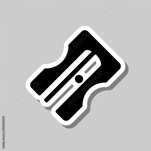 Sharpener simple vector icon. Flat design. Sticker with shadow on gray background