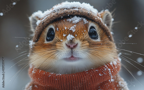 Adorable Animal Portrait Featuring a Cute Creature in a Cozy Turtleneck, Radiating Playful and Whimsical Charm photo