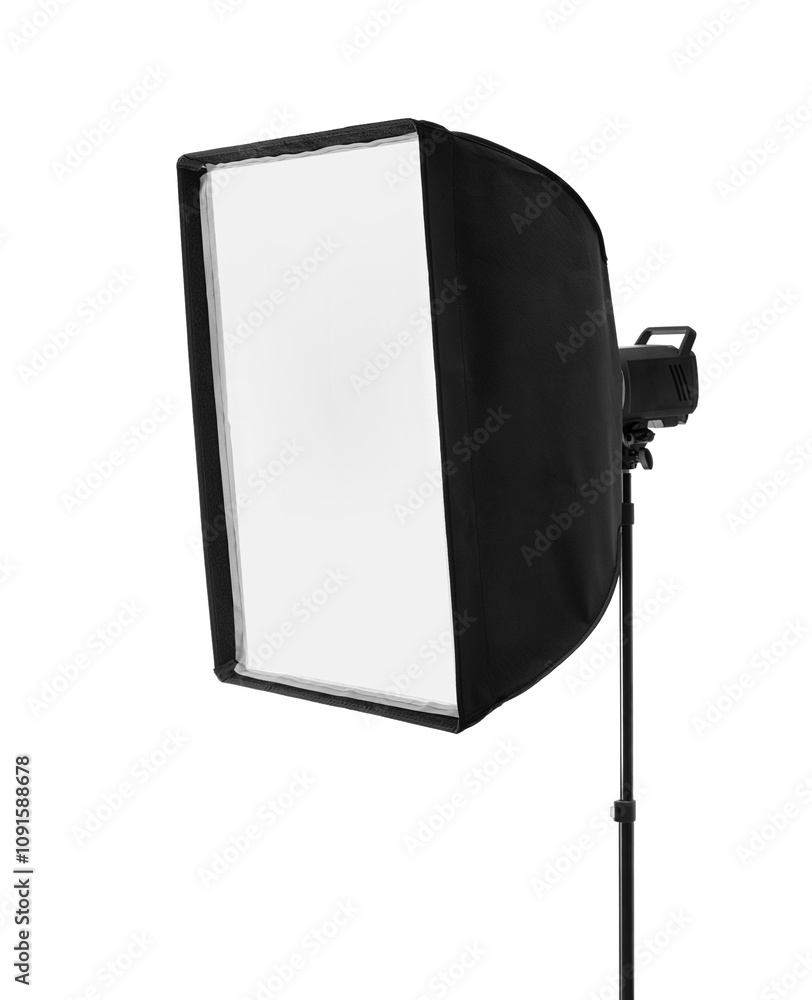 Softbox and monoblock isolated on white background.