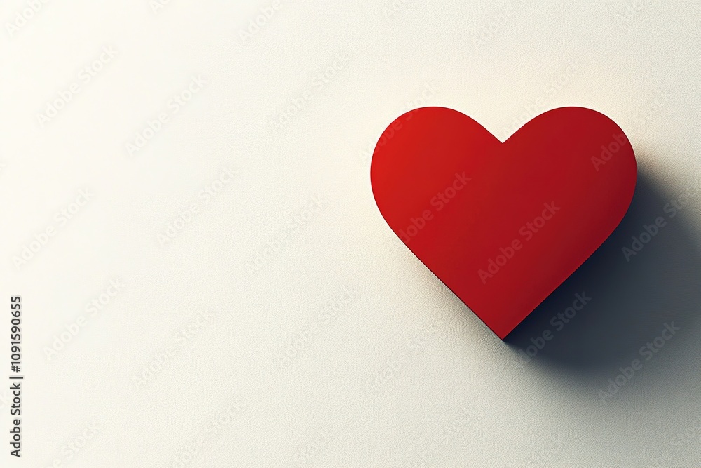 Fototapeta premium Red heart on neutral background, symbolizing love and emotion.