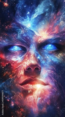 Wallpaper Mural The cosmic contemplation face of stars god of galaxies space. Magickal mystical.  Torontodigital.ca