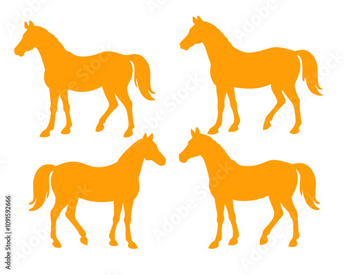 Set of horse vector illustration silhouette