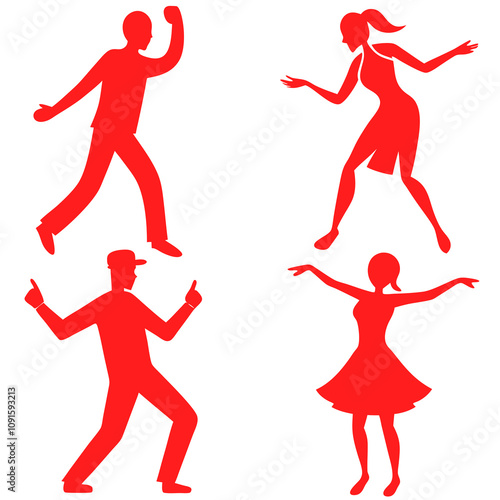 Set of vector illustration of Dancing People silhouette