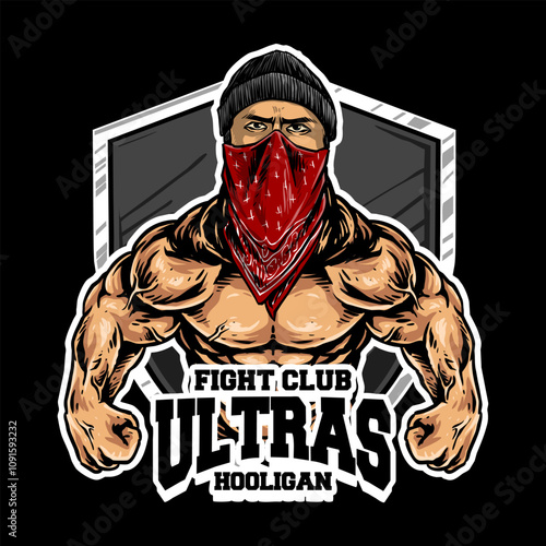 strong body builder mascot design vector