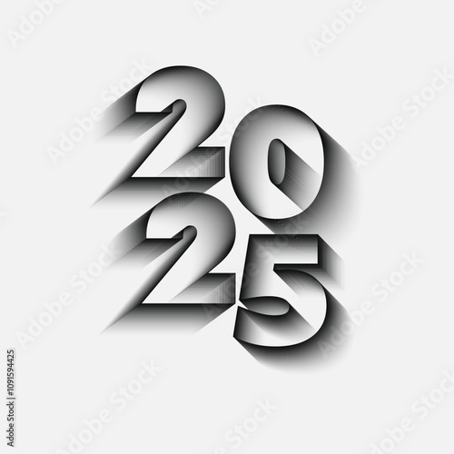 Happy new year 2025 design. With colorful truncated number. Elegant and beautiful poster designs. Premium design for a 2025 poster, card, calendar and social media. 2025 3d style text. 3D rendering