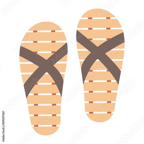 Wooden slippers for sauna and spa. Vector illustration.