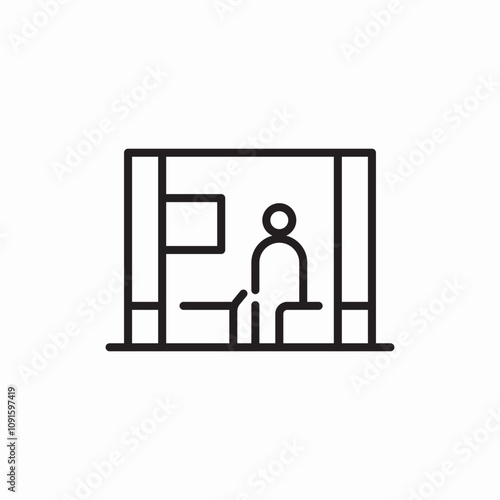 human wait on bus station icon sign vector