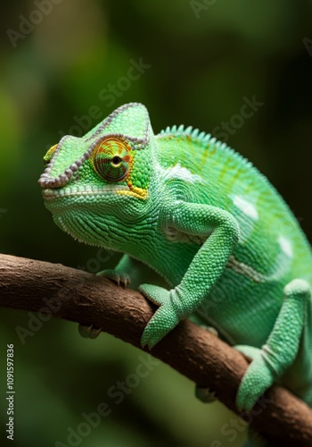 Wallpaper Mural Green Chameleon detailed animal ultra realistic, close up macro photography, wild nature photograpgy Torontodigital.ca