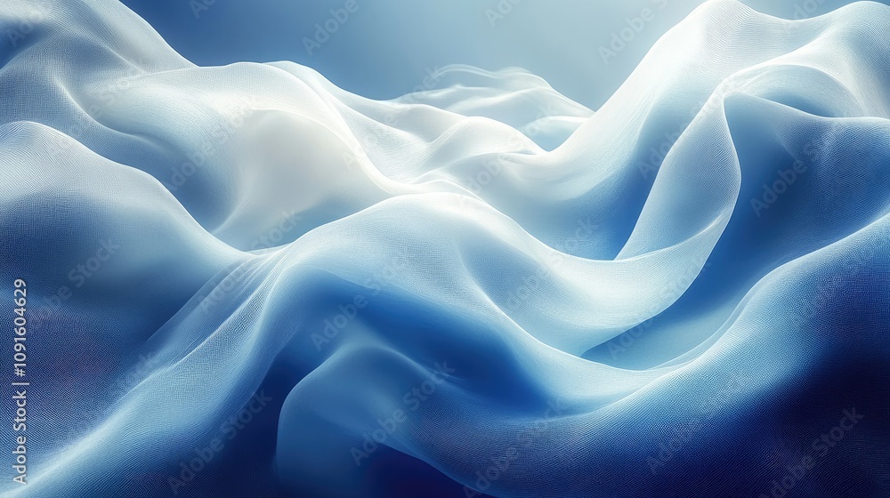 Obraz premium A serene abstract representation of flowing fabric in soft blue tones, evoking calmness.