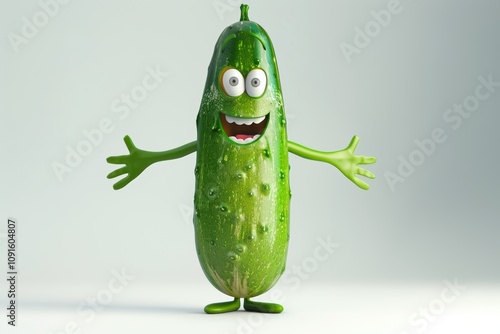 Cartoon pickle with arms: fun and playful character design photo