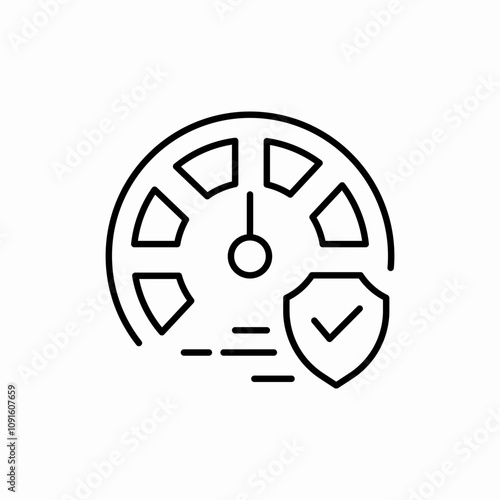 speedometer shield check mark icon sign vector
