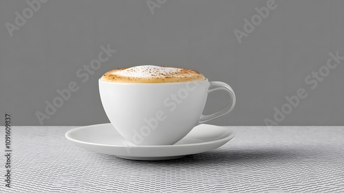 Cappuccino in ceramic cup with handle isolated on trasparant background photo