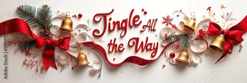 Jingle All the Way with Quilled Sleigh Bells and Ribbons in Paper Quilling Style