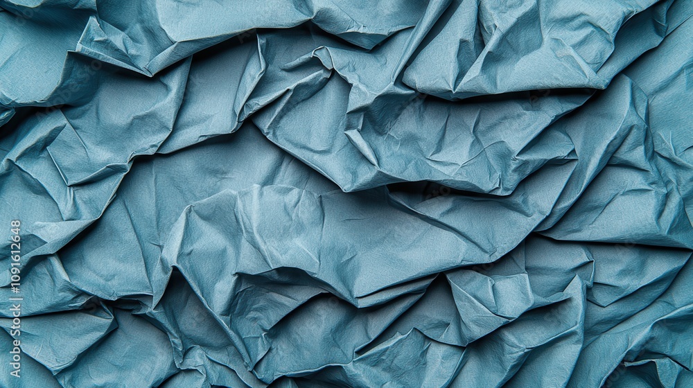 Obraz premium Abstract Blue Crumpled Paper Texture Background Image
