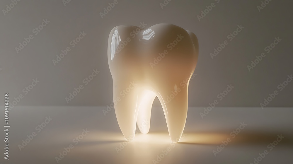 Illuminated White Tooth Model Glowing Brightly Illuminated White Tooth Model Glowing Brightly