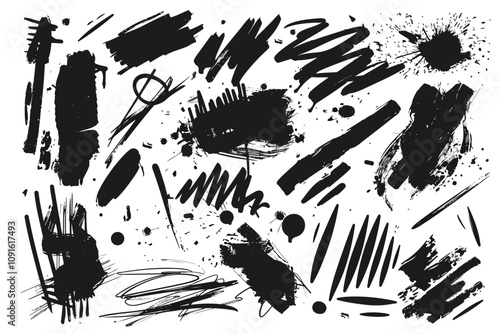 Hand draw grunge scribble shapes isolated illustration