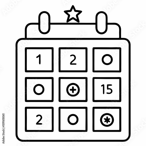 Advent calendar out line vector illustration