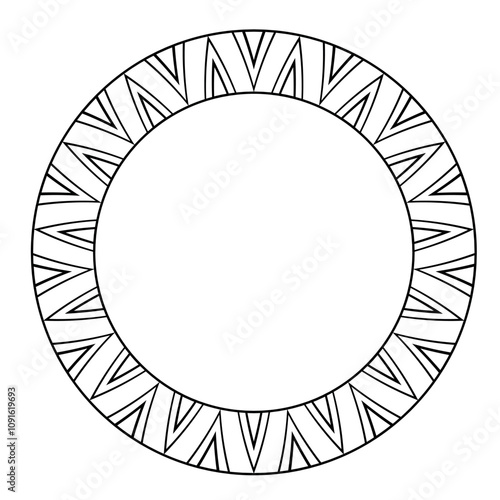 Round frame with geometric pattern for making stamps and patterns
