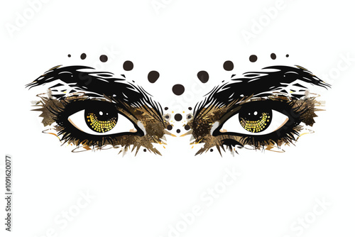 Intense Eyes of a Tribal Warrior isolated illustration