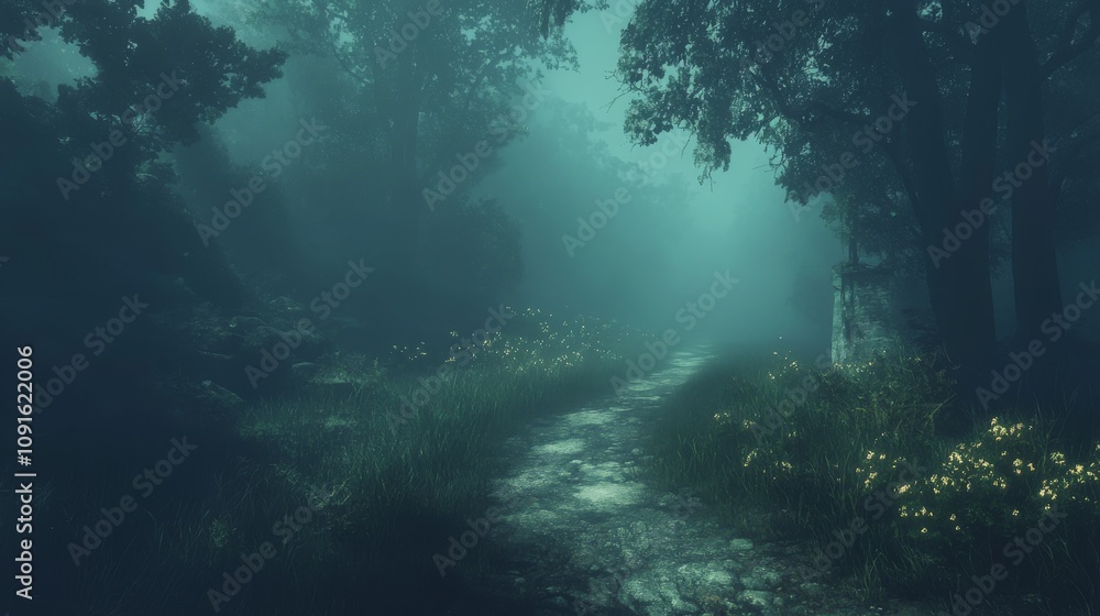 custom made wallpaper toronto digitalMystical Forest Path Shrouded In Foggy Darkness