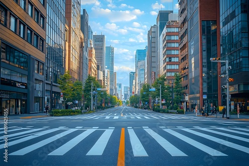 Urban tranquility on a Tokyo street during a clear day