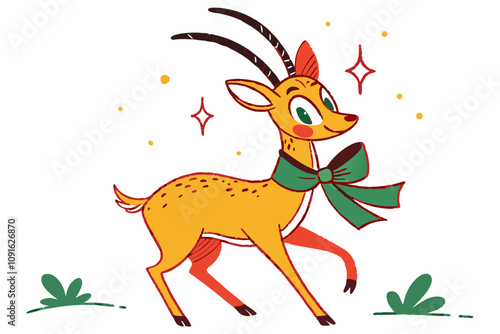 Funny Christmas Bambi Head White Santa Illustration | Unique Holiday Art