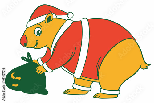 Funny Christmas Bambi Head White Santa Illustration | Unique Holiday Art