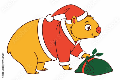 Funny Christmas Bambi Head White Santa Illustration | Unique Holiday Art