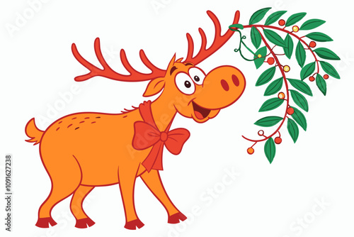 Funny Christmas Bambi Head White Santa Illustration | Unique Holiday Art