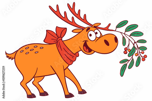Funny Christmas Bambi Head White Santa Illustration | Unique Holiday Art
