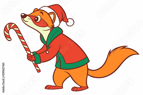 Funny Christmas Bambi Head White Santa Illustration | Unique Holiday Art