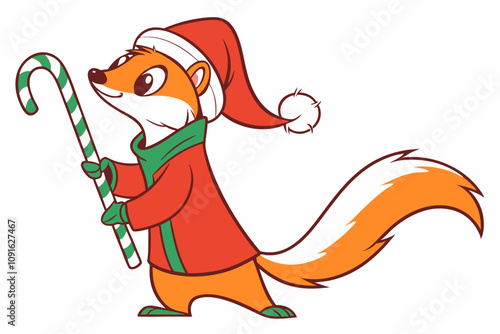 Funny Christmas Bambi Head White Santa Illustration | Unique Holiday Art