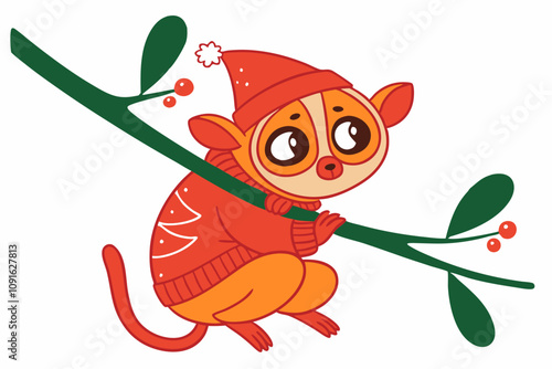 Funny Christmas Bambi Head White Santa Illustration | Unique Holiday Art