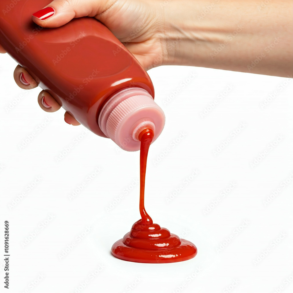 Naklejka premium pouring red liquid ketcuo