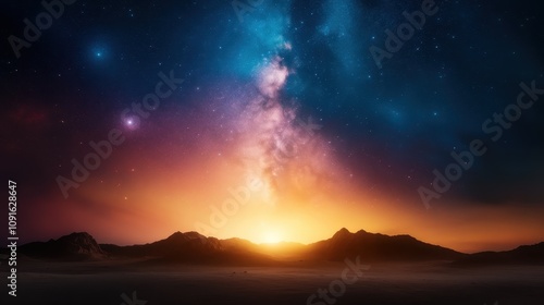 Wallpaper Mural A breathtaking view of the galaxy with colorful skies, highlighting the awe-inspiring vastness of space and the wonder of celestial phenomena at night. Torontodigital.ca